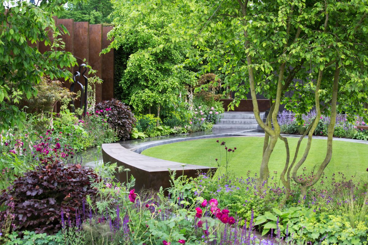 landscaped flowery garden